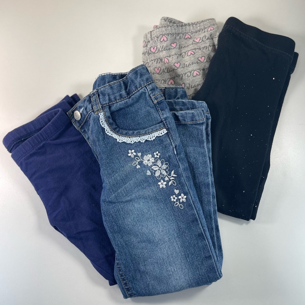 Size 4 Bundle Healthtex Embroidered Jeans & 3 Pairs Leggings